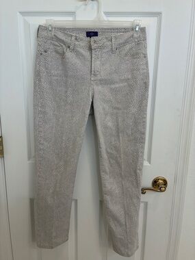 NYDJ Silver Snake-Print Straight Leg Jeans